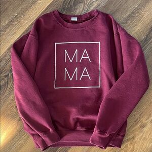 Mama Graphic Crewneck Sweater - Burgundy